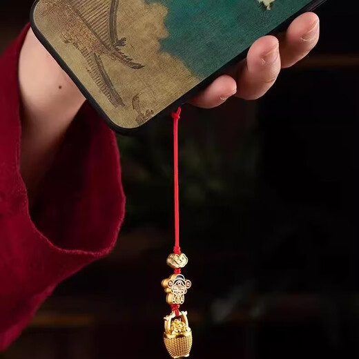 Beiyipin téléphone mobile lanière dieu de la richesse un seau d'or ancienne méthode sable de téléphone mobile de téléphone mobile porte-couverture pendentif pendentif suspension