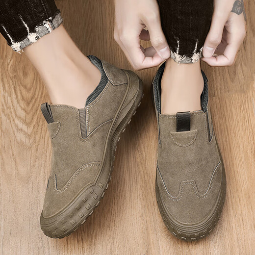 Huilijun 2025 summer footwear men's shoes for work at construction site men's labor insurance sports waterproof non-slip wear-resistant work shoes khaki 42