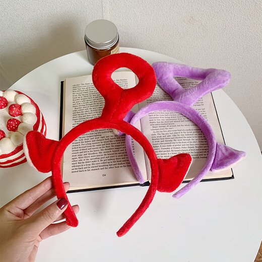 Jieyi Teletubbies headband, face wash headband, hairband, hairpin, hair accessories, female photo props, universal for children and adults, 1 wavelet-red headband, diameter about 13cm