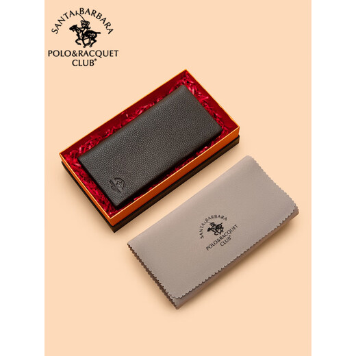 Polo/Racquetclub Offizielle Herren -Brieftasche Langes Leder -Brieftasche weiche Cowhide -Anzug -Ticket mit mehreren Karten Brieftasche Chinesischer Valentinstag Brown [Theke Geschenkbox]