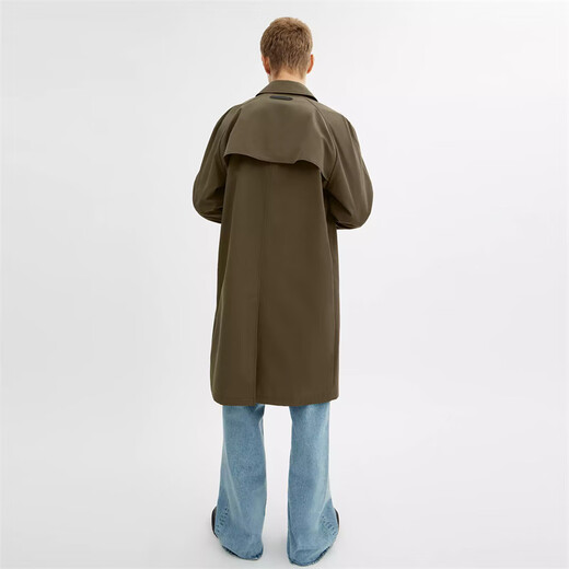 COACH Men's Jacket Mac 25 Spring New Fashion Casual Commuting Lapel Waterproof Warm Mid-Length Windbreaker Men's Coat Olive Green Dark Fern XS