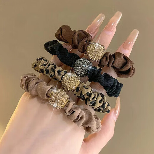Korean rhinestone large intestine hair ring for women with high elasticity style, high-end rhinestone French style large intestine ring rubber band hair accessories TS57 TS57-Rhinestone large intestine hair ring 1 random