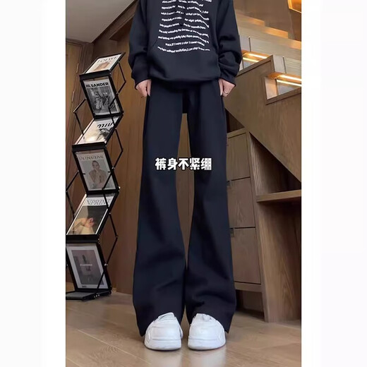 
POUM scimitar slim jeans men's summer retro dark blue straight tall American pants make them look slim and narrow legs DF-701 black XL