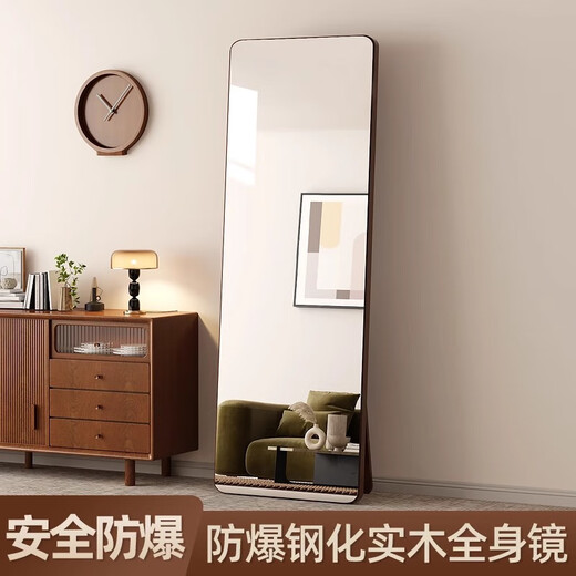 Qiyin Pavilion solid wood mirror full-body mirror floor-standing mirror home girl bedroom dressing mirror clothing store fitting mirror wall big mirror
