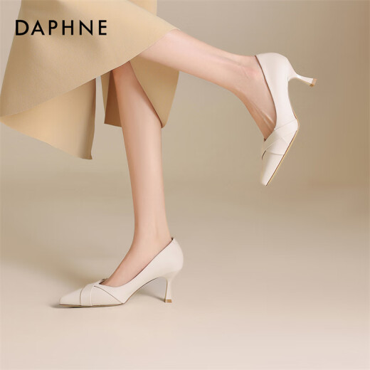 Daphne High Heels for Women 2025 Summer Toe Toe Talation Talón zapatos Unos zapatos de trabajo profesional zapatos para mujeres Beige actualizado 38