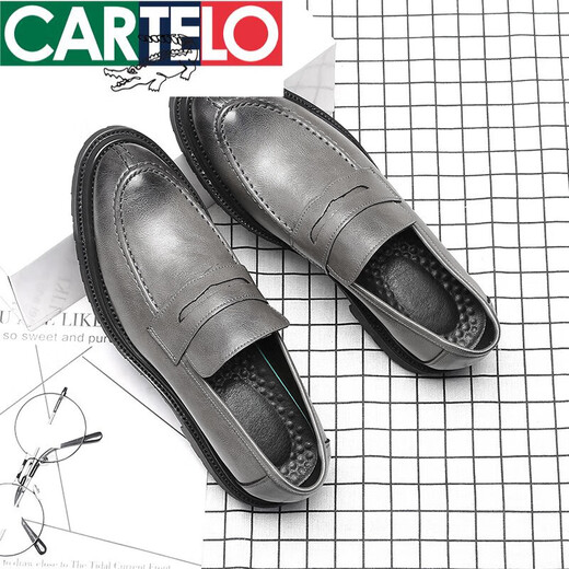 Katile crocodile light luxury high-end men's shoes summer British and Korean style trendy black lazy man kicking bean shoes pointed toe men's business formal casual leather shoes 9715 black 40