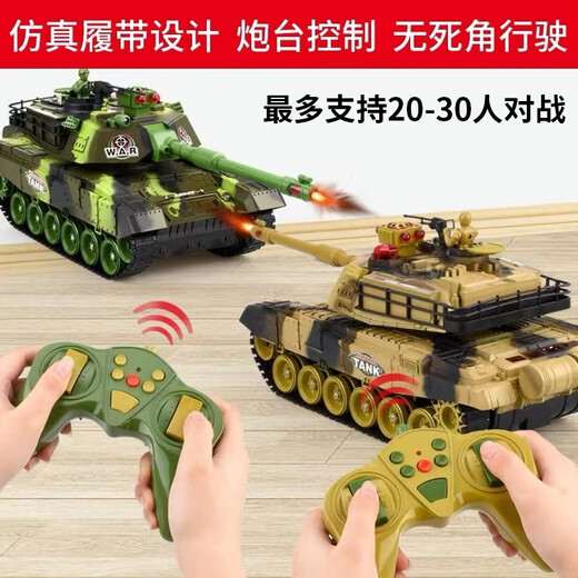 Wanre Extra Large Fernbedienungspanzer Spielzeugladeladjungen simulierte Fernbedienungsstrecke gegen Kinder Tucker Fernbedienung Car Man Story Model Raded 33 cm [Military Green] E-Commerce-Installation Standardpaket [eine 600-mAh-Batterie]