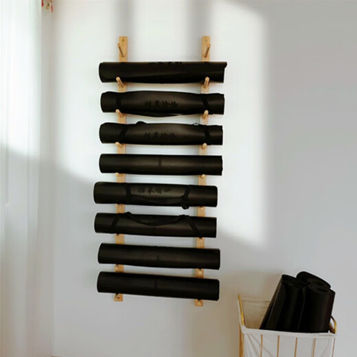 Massivholz Yoga Mattenlagerregal an Fitnessstudio -Wandhänge Regale Holz Kindergarten Teppichregal Unterricht AIDS -Lagerregale Holz Holz Farbe Yoga Matte Lagern 9. Stock 9. Stock