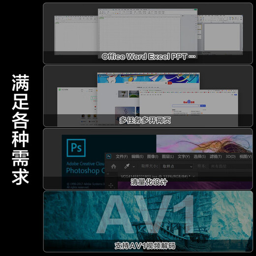 Wuji Fantasy World Home Office Desktop Desktop Computer Host Conjunto completo de subsidios nacionales (12ª generación Core i3 16G 512G SSD WiFi)