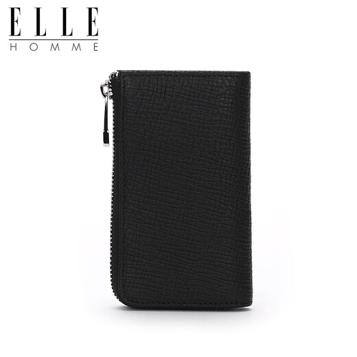ELLE HOMME first-layer cowhide multifunctional key bag for men and women genuine leather coin purse large capacity car key bag New Year gift black front logo
