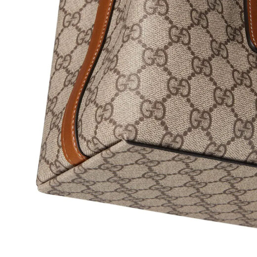 GUCCI (GUCCI) Bag de sac pour femmes sac Double G Emblem Series Nouveau petit sac fourre-tout Sac à bandoulière One-épaule 38 SECTION SMAL SMAL BEIGE / BRORN DARK 815214FAD6L9758