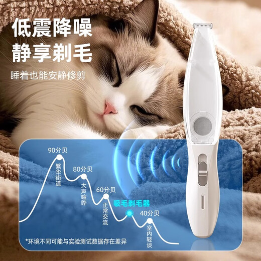 HELLOLEIBOO Pet Shaving and Suction All-in-One Silent Dog and Cat Pedicure Partial Shaving Electric Clipper Pearl White - Integrated Shaving and Suction Clipper