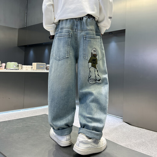 Pantalon de ThinkPire Boys's Gin Children's Jeans Pantalon pour enfants 2025 Été de taille moyenne pantalon décontracté pour enfants de taille moyenne 9-14 ans 25k801 Style d'été 150 taille recommandée 145 cm