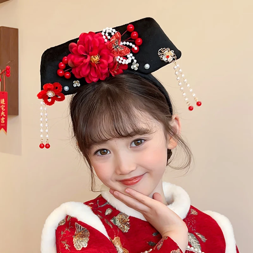 Lingmeng children's princess hairband, retro noble flag head costume accessories, palace style Hanfu head costume accessories, Taoyao princess hairband 1 piece