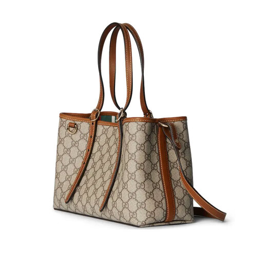 GUCCI (GUCCI) Bag de sac pour femmes sac Double G Emblem Series Nouveau petit sac fourre-tout Sac à bandoulière One-épaule 38 SECTION SMAL SMAL BEIGE / BRORN DARK 815214FAD6L9758