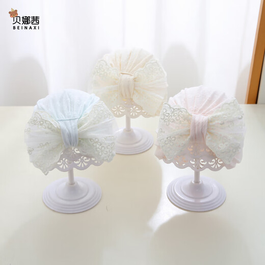 Benasi baby hat spring and autumn thin baby girl Indian hat fetal hat infant summer fontanelle hat princess fashion bow-yellow 3-18 months (40-48CM)