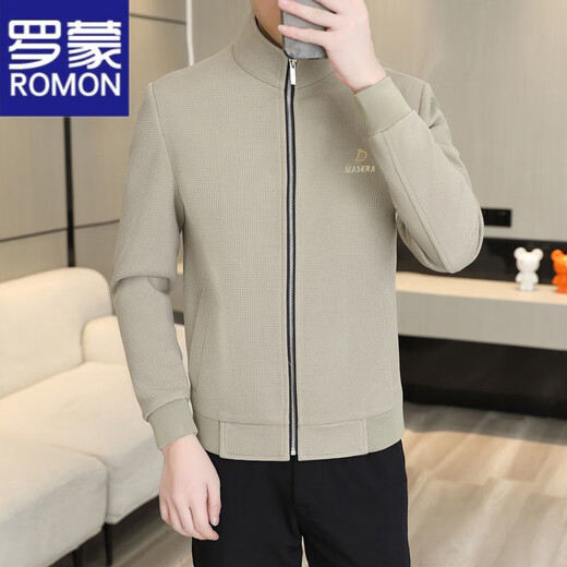 Romonjacke Herren Frühlings- und Herbst-Trendy Casual Herrenjacke 2025 neuer Jugendlicher und High-End-Casual Revers-Rever-Top Khaki 695 mittleren Alters um 135-150 Jin [Jin ist gleich 0,5 kg] 2xl