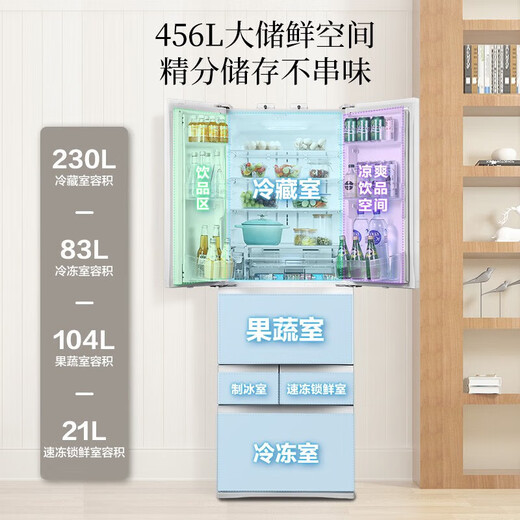 TOSHIBA Dabai Peach 479 Japanese-style multi-door small household dual-system ultra-thin embedded automatic ice-making air-cooled frost-free refrigerator with national subsidy GR-RM479WE-PG1B3