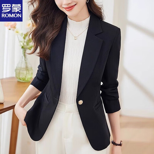 ROMON Western Style Suit Jacket Women's 2026 New Spring and Autumn Temperament Top Slim Fit Casual Small Suit Brown Spring Summer Single Layer M Reference Recommendation 110-120 Jin Jin is equal to 0.5 kg