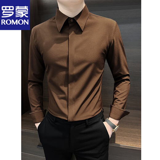 Romon French Large Neck Herren-Langarm-Hemd High-End und gutaussehende 2025 neue spitze Kragengeschäft formale weiße Hemd Herren weißer XL [vorgeschlagen 145 Jin [Jin gleich 0,5 kg]]]