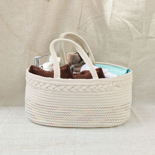 
OTHERins style baby splicing cotton thread storage bucket diaper basket foldable storage bag split discrete storage basket taking photos Black line decoration storage basket 39x2 5.5x18.5