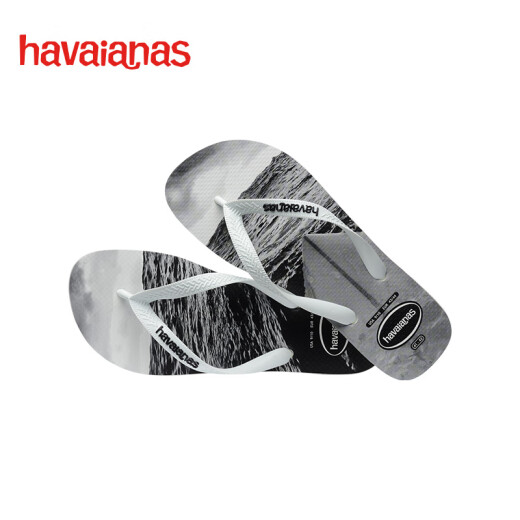 havaianas Hype III beach men's flip flops summer seaside outdoor casual slippers can be worn outside 6194-white/black/grey 41-42 Brazilian code