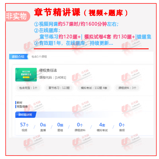 江苏自考14081侵权责任法 苏考通视频课程 在线章节题库 在线模拟真题试卷 课程资料知识点 章节精讲课含在线题库