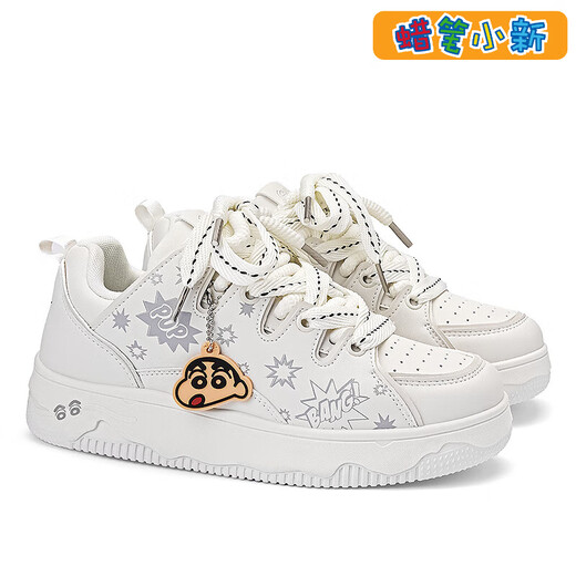 Crayon Shin-shiba shoes men and women cartoon original bread shoes couple heightening white shoes high-value board shoes vanilla beige white 41