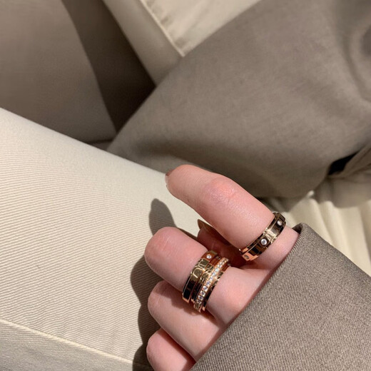 QUAMER gold store model Bojia Shilai running ring for women 925 sterling silver gold plated can be rotated and rotated platinum - single diamond size 10