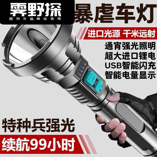 轻鑫德国手电筒强光超长续航野外生存200000流明穿天炮小型家用巡逻 L826【大容量9990000】星耀版