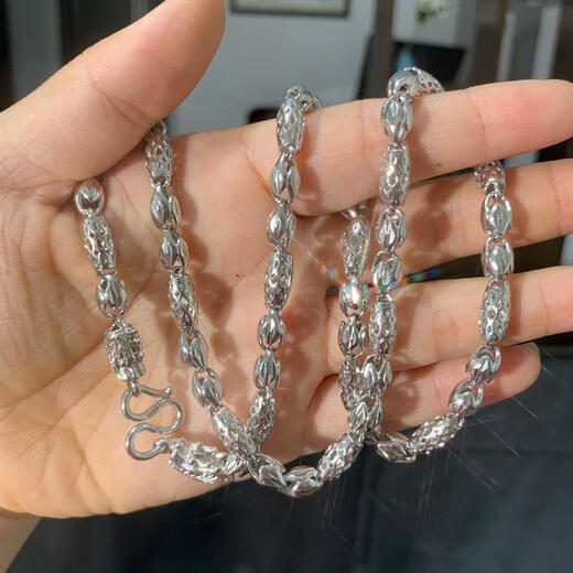 DL 1998 Fat Donglai same style platinum necklace for men PT950 platinum necklace domineering faucet melon seed chain platinum silver 999 6 mm hollow melon seed necklace weighs about 40 grams