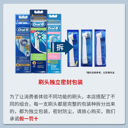 欧乐B成人电动牙刷头通用适用D/P/Pro系列替换牙刷头小圆头软毛护龈 精准清洁升级版EB20RX 精准刷头1支