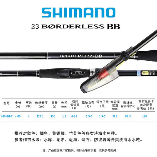 SHIMANO Shimano 23 new BORDERLESS BB fishing rod wave anti-slip drift carbon sea fishing rod 4.6m 460MH-T (No. 1.7)