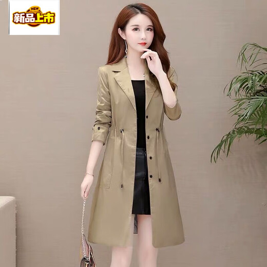 First diameter lining windbreaker jacket for women medium length large size slim fit waist thin casual top for women red 5802# windbreaker lining M 85-95