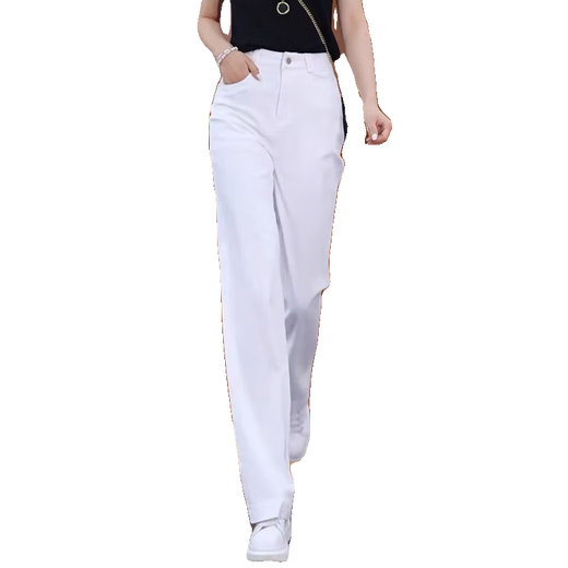 Pier Cardin Weiße schmale Version Weitbein-Jeans für Frauen im Frühjahr und Sommer 2025 Neue dünne Frauenhose hohe Taille Slim Casual Lauer Hosen Weiß 9921 m [Empfohlen 95-105Jin [Jin gleich 0,5 kg]]