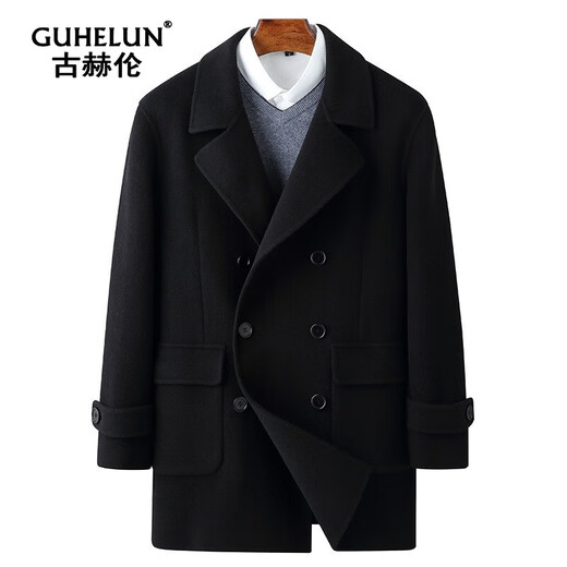 Gu Helun woolen coat for men's mid-length autumn and winter new men's double-sided wool coat for middle-aged and young fashionable casual jacket for men's tea camel XXL