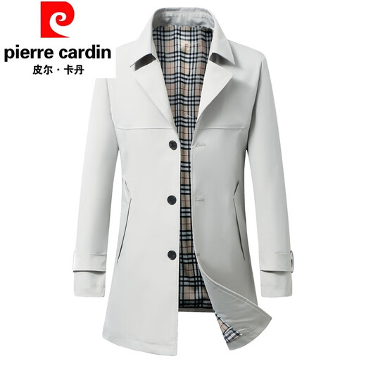 Pierre Cardin high-end men's windbreaker mid-length 2025 spring and autumn new slim trendy business casual thin coat black XL 150Jin Jin equals about 0.5 kg