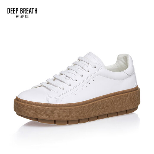 Tiefe Atemzug Tief Atem Frauenschuhe, vielseitige Kuhwahnsinnsschuhe, goldplattierte Logo Schnüre-up-Freizeitschuhe AX12121 Weiß 35