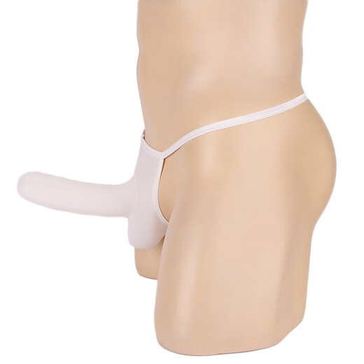 Men's Sexy Underwear Transparent Ice Ribbon T-Pants Men's T-Pants Men's See-through Sexy Underwear Flesh Color One Size Cover Opening