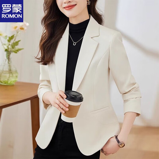 ROMON Western Style Suit Jacket Women's 2026 New Spring and Autumn Temperament Top Slim Fit Casual Small Suit Brown Spring Summer Single Layer M Reference Recommendation 110-120 Jin Jin is equal to 0.5 kg