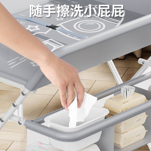 ABCMOKOOabcmokoo尿布台婴儿床面宝宝二合尿布垫子洗澡一体护理 [横梁支架 古堡灰-舒适款(置物篮+晾衣杆+