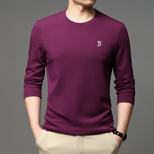 Barbouria Light Luxury Spring and Autumn New Men's Long Sleeve T-Shirt 2025 Fashion High-End Round Neck Slim Sweatshirt Upper Green Upper Green M 165/84A