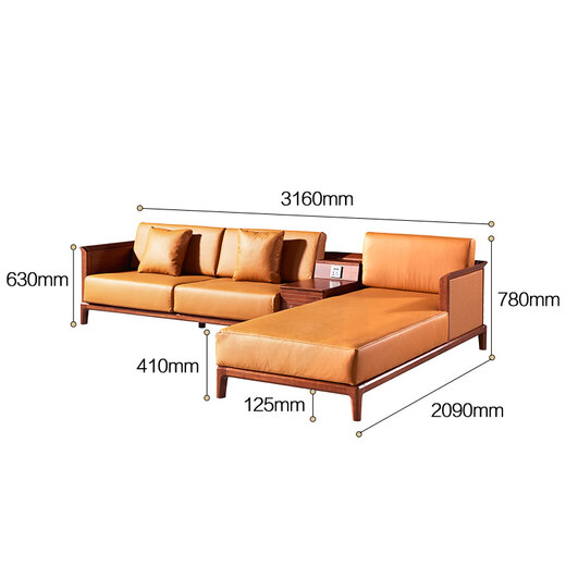 Sofá de paquete suave de madera maciza Guangming Sala de estar simple Combinación de sofá de concubina imperial 3892 Sofá de esquina derecha
