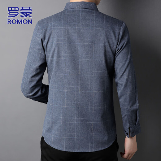 Romon Camisa de manga larga Spring y Autumn Business Shirt Camiseta a rayas Capases de rayas Menores Gray XL