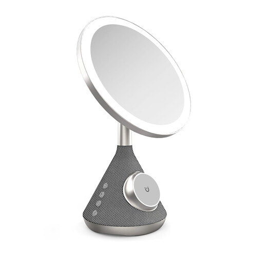 POINTUCH Makeup Mirror Magnetic Wireless Charging Bluetooth Speaker LED Smart Fill-in Light Makeup Mirror Multifunctional Desktop Makeup Mirror Internet Celebrity Creative Gift Silver