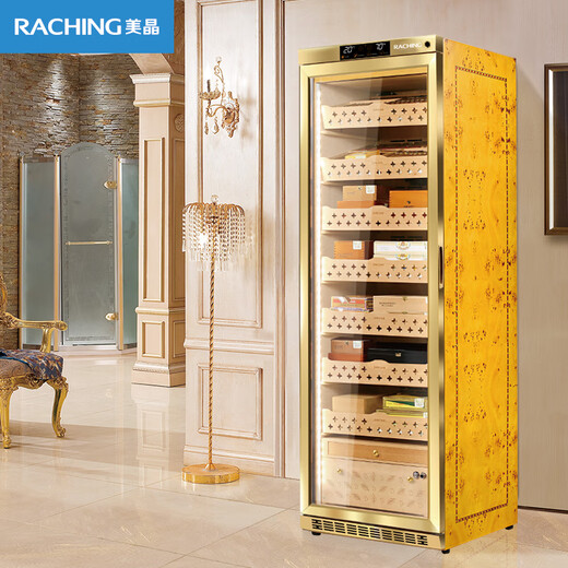 Meijing (raching) MON3800A WIFI smart solid wood horizontal line constant temperature constant temperature cigar cabinet temperature control humidity cigar humidifier home burl gold (Spanish cedar wood shelf) + ammonia purifier