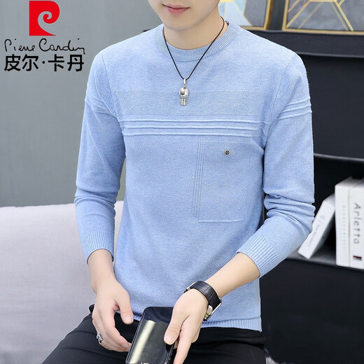 Pierre Cardin (pierre cardin) knitted long-sleeved T-shirt men's thin slim fit autumn clothes trendy casual round neck bottoming shirt autumn clothes Huashi about 110-130Jin Jin equals 0.5kg can be worn L