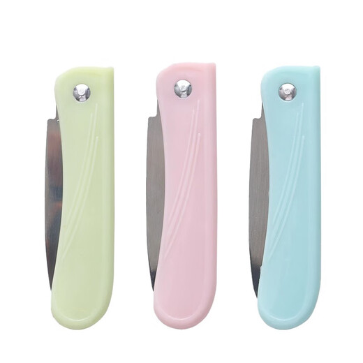 Klappbares Obstmesser aus Edelstahl, Haushaltsmesser für Melonen und Obst, Schälmesser für die Küche, tragbares Obst- und Gemüseschneidemesser für Studenten, klappbares Obstmesser aus Edelstahl – 3 Stück (verschiedene Farben)