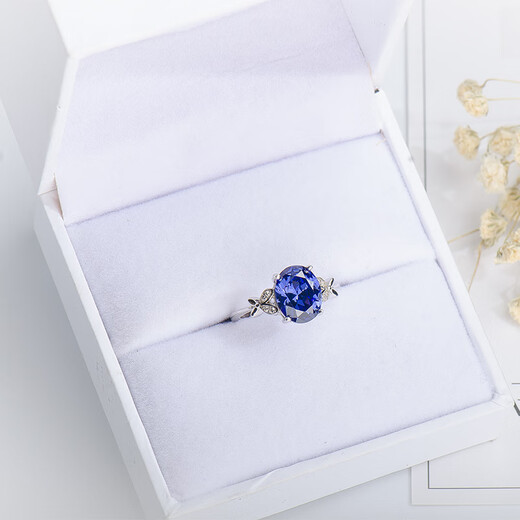 Pop S925 sterling silver sapphire ring women's tanzanite sapphire ring live ring women's gemstone jewelry jewelry ring 925 sterling silver platinum plated live ring