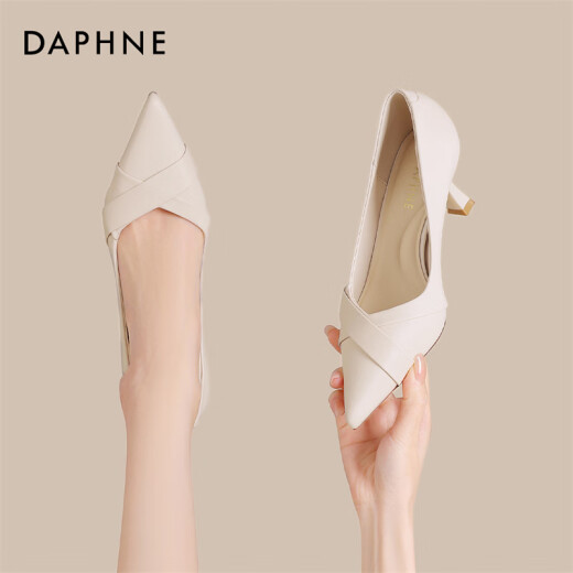 Daphne High Heels for Women 2025 Summer Toe Toe Talation Talón zapatos Unos zapatos de trabajo profesional zapatos para mujeres Beige actualizado 38